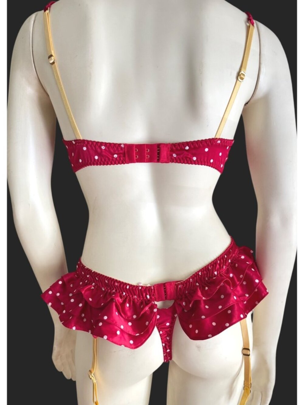 Size 34C/M Victoria's Secret Sexy Little Things red polka dot teddy lingerie Y2 - Picture 6 of 16